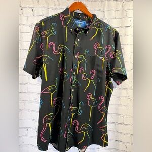Chubbies Black Flamingo Print Shirt EUC!!
